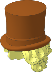 Minifig Hair Short and Curly with Dark Orange Top Hat Pattern