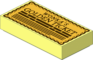 Tile  1 x  2 with "WONKA'S GOLDEN TICKET" Pattern