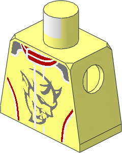 Minifig Torso with Racing Suit with Demon Logos and Red and White Stripes Pattern