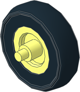 Wheel  4 x 14.4 with Stub Axles with Rubber Black Integral Tyre