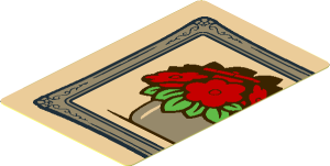 Sticker  2.8 x  1.8 with Half Frame with Red Flowers