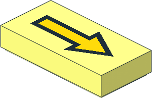 Tile  1 x  2 with Arrow Long Yellow with Black Border Pattern