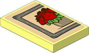 Tile  2 x  3 with Half Frame with Red Flowers Sticker
