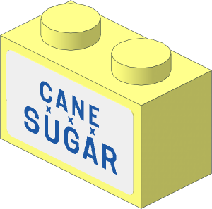 Brick  1 x  2 with Blue "Cane Sugar" Sticker