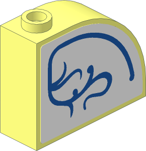 Brick 1 x 3 x 2 Curved Top with Blue Filigree Right Sticker