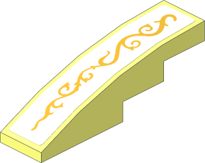 Slope Brick Curved  4 x  1 with Gold Filigree Right Sticker