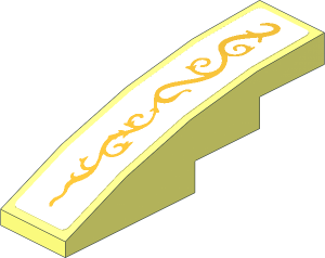 Slope Brick Curved  4 x  1 with Gold Filigree Left Sticker