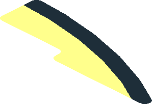 ~Sticker  0.8 x  2.8 with Black Curved Stripe on Lime Background Right - Top Face