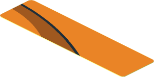 Sticker  0.8 x  3.0 with Black and Dark Orange Arch on Orange Background Right