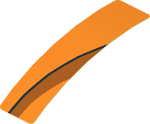 Sticker  0.8 x  3.1 with Black and Dark Orange Arch on Orange Background Right (Formed)