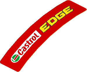 Sticker  0.8 x  3.0 with Castrol Edge Logo on Red Background Right (Formed)