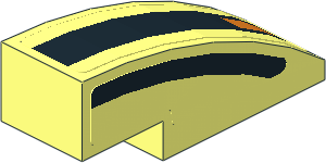 Slope Brick Curved  3 x  1 with Black Curved Stripe and Black Line and Orange Light on Transparent Background Right Stickers