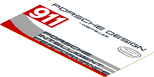 Sticker  1.8 x  3.8 with Logos, Car Door Handle and Black Grey and Red Stripes on White Background Left