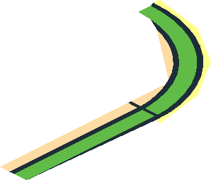 ~Tile  2 x  4 with Rounded Ends Bright Green Border Quarter Pattern