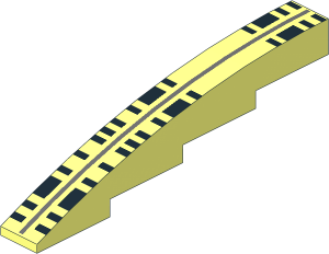 Slope Brick Curved  1 x  8 x  1.667 with Dark Bluish Grey Stripe and Black Rectangles Pattern