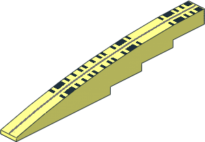 Slope Brick Curved  1 x 12 x  1.667 with Dark Bluish Grey Stripe and Black Rectangles Pattern