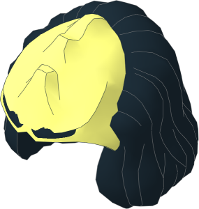 Minifig Head Top with Klingon Cranial Ridges and Black Eyebrows and Mid-Length Hair Pattern