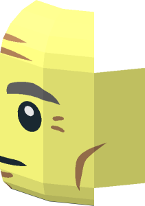 ~Minifig Head with Stern Face, Dark Bluish Grey Eyebrows, Medium Nougat Wrinkles, Cheek Lines and Chin Dimple Pattern - Half