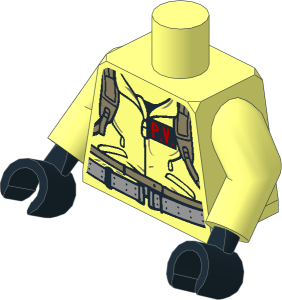 Minifig Torso with Arms and Hands with Jumpsuit, "P.V." ID Badge and "PETER" with Ghostbusters Logo Pattern