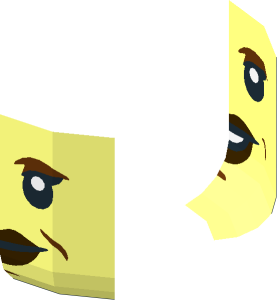 ~Minifig Head with Reddish Brown Eyebrows and Wrinkles and Dark Brown Lips Mouth Open / Closed 2-Sided Half Pattern