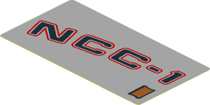 Sticker  2.0 x  3.8 with Black "NCC-1" with Red Outline