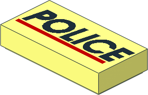 Tile  1 x  2 with Black "POLICE" and Red Line Pattern