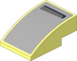 Slope Brick Curved  3 x  2 with Black and Dark Bluish Grey Gill Left Sticker