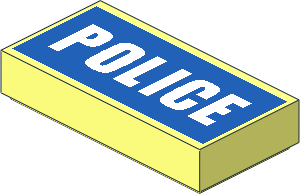 Tile  1 x  2 with White "POLICE" on Blue Background Pattern