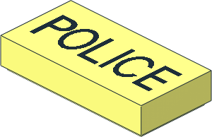 Tile  1 x  2 with Thin Black "POLICE" Pattern
