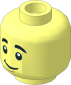 Minifig Head with Black Thick Eyebrows and Lopsided Grin / Scared 2-Sided Pattern
