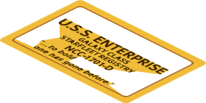 ~Sticker  1.8 x  2.8 with Gold Enterprise Dedication Plate Common Geometry