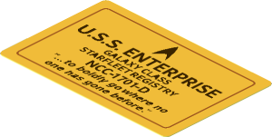 Sticker  1.8 x  2.8 with Gold Enterprise Dedication Plate with Wrong Starfleet Logo