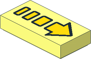 Tile  1 x  2 with Arrow Dotted Yellow with Black Border Pattern