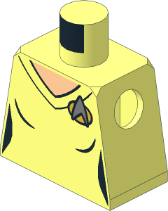 Minifig Torso with Uniform Vest with Starfleet Combadge and Light Nougat Neck Pattern