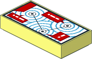 Tile  1 x  2 with Map and Dark Azure Circles Pattern