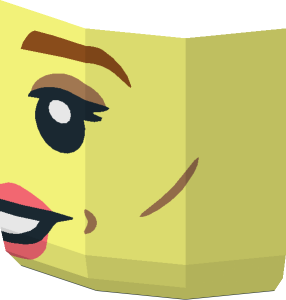 ~Minifig Head with Dark Orange Eyebrows and Coral Lips Open Mouth Smile Half Pattern