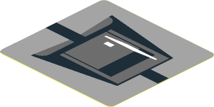 Sticker  1.8 x  1.9 with Black Air Vent on Grey Background