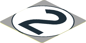 Sticker  1.9 x  1.8 with Black Number 2 in White Disc on Grey Background