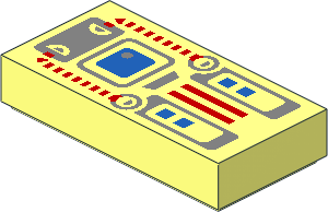 Tile  1 x  2 with Blue Screen, Red and Silver Panel Pattern