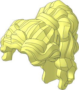 Minifig Hair Female Long Wavy, High Back Ponytail