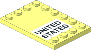 Plate  4 x  6 with 12 Studs on Three Edges with Black "UNITED STATES" Sticker