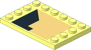 Plate  4 x  6 with 12 Studs on Three Edges with Black and Chrome Gold Areas Sticker