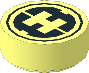 Tile  1 x  1 Round with "H" Pattern