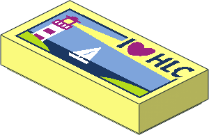 Tile  1 x  2 with "I Love HLC" Postcard with Sailboat and Lighthouse Pattern