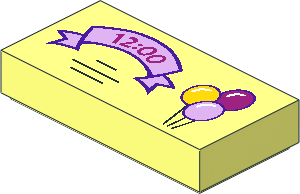 Tile  1 x  2 with Lavender Ribbon with "12:00" and  3 Balloons Pattern