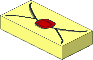 Tile  1 x  2 with Envelope, Red Wax Seal and Dark Tan Shadows Pattern