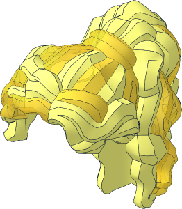 Minifig Hair Female Long Wavy, High Back Ponytail with Marbled Opal Trans Yellow Pattern