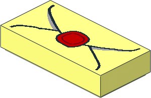 Tile  1 x  2 with Envelope, Red Wax Seal and Light Bluish Grey Shadows Pattern