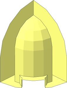 ~Brick  1 x  1 x  1.333 Round Quarter Dome with Curved Top without Patternable Faces