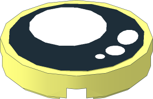 Tile  2 x  2 Round with Round Underside Stud with Eye of a Rooster Sticker, left side